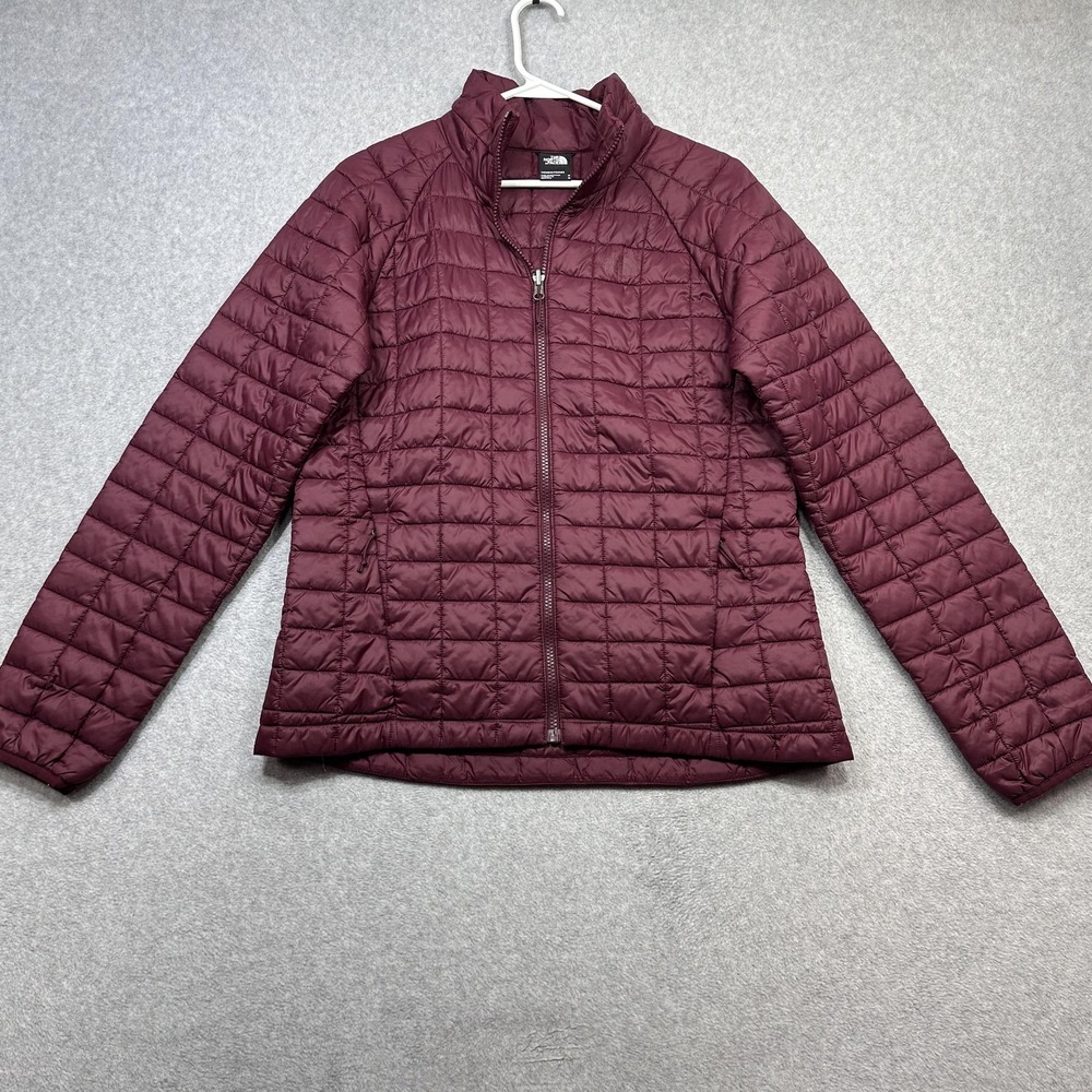 The North Face ThermoBall Eco Jacket Womens Medium Burgundy Quilted Puffer Zip
